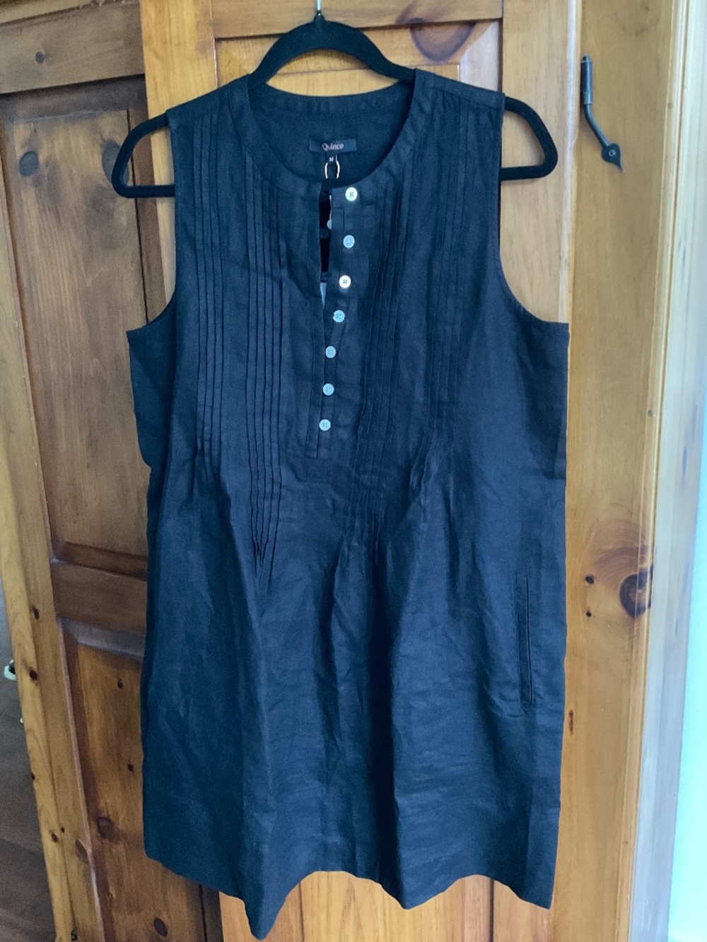 NWT Quince black linen sleeveless dress M